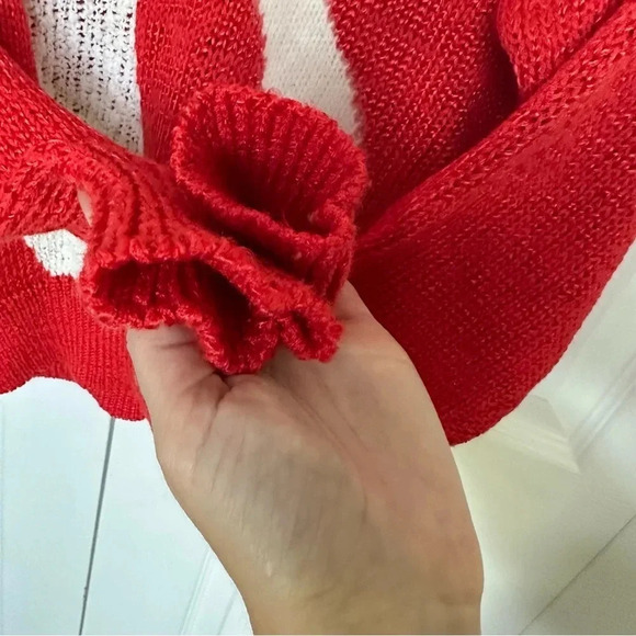 Vintage Red & White Knit Lilly of California Angora Sweater Size Medium - Picture 4 of 8